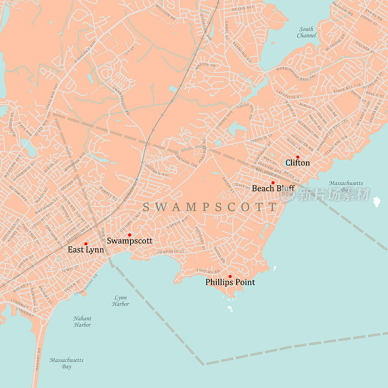 MA Essex Swampscott矢量路线图